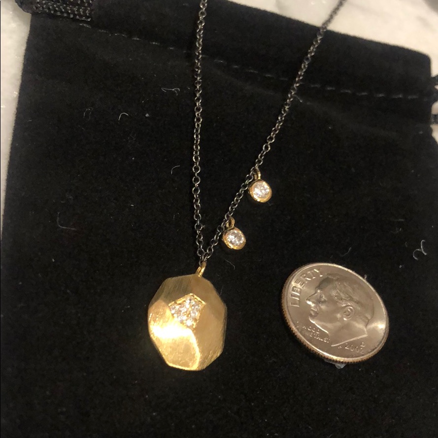 Gold Nugget W/Cz S & Dark Gunmetal Vermeil,Nwt